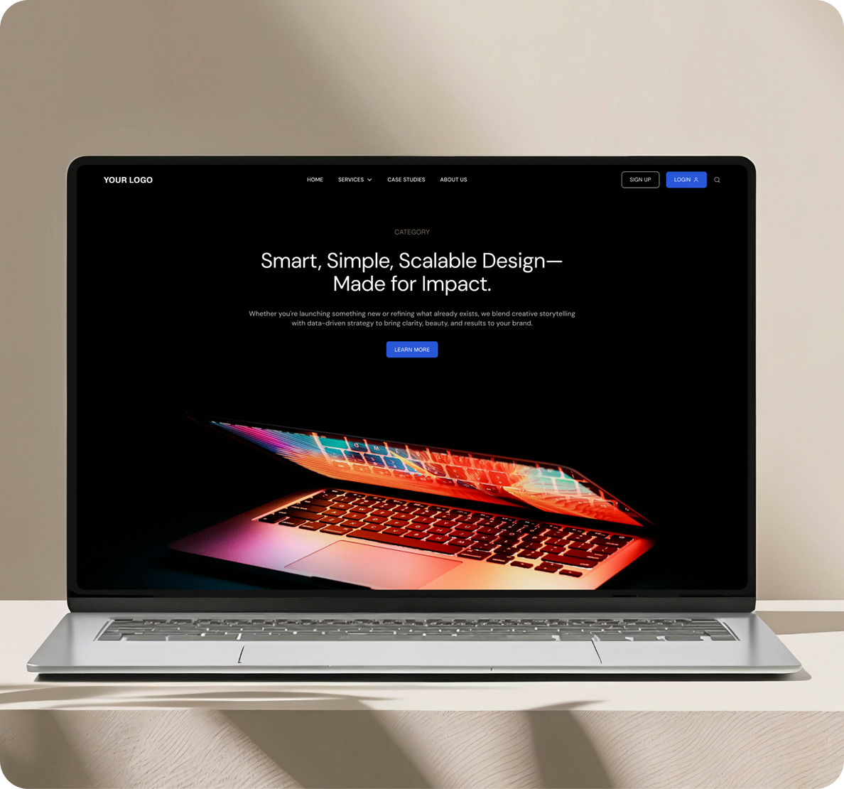 Studio Swift template shown on a laptop
