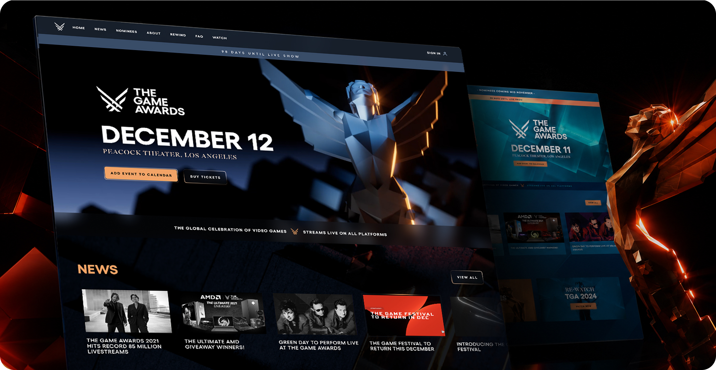 The Game Awards website homepage